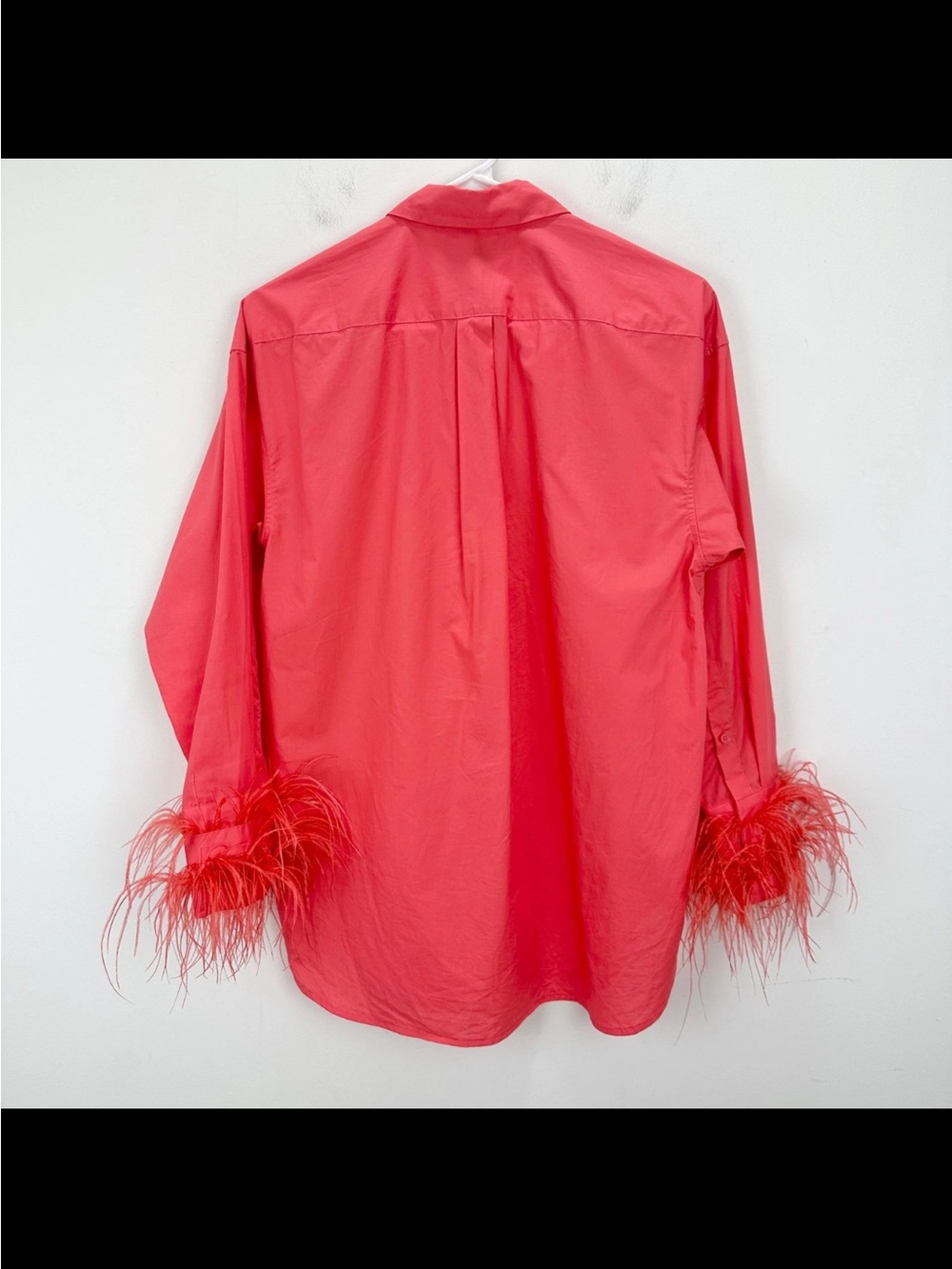 J.Crew Collection Feather Trim Poplin Button Up Shirt Coral Pink US 4 NWOT - Picture 11 of 11